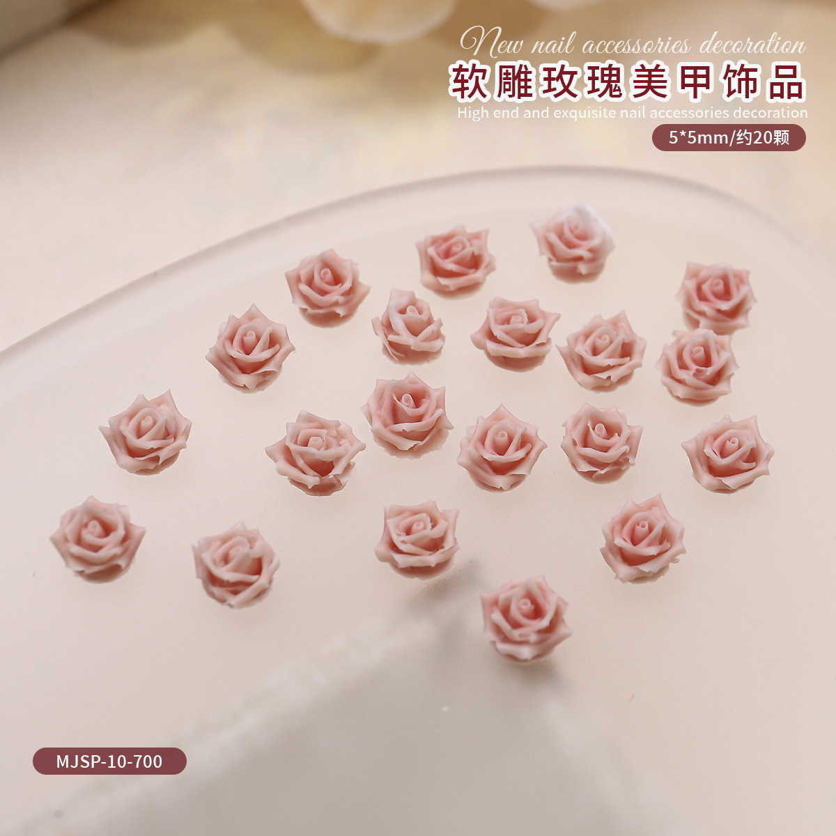 Nueva imitación de joyas de uñas rosadas caliente camellia suave tallada perforación de uñas red rojo para usar accesorios de uñas image 23