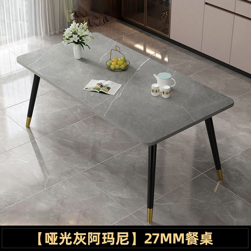 Los fabricantes de mesas de comedor de pizarra de roca modernas y simples suministran mesas de comedor rectangulares de apartamentos pequeños para el hogar, mesas de comedor de pizarra de roca al por mayor