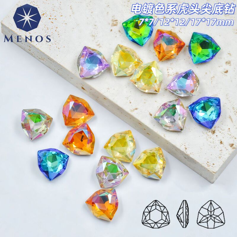 Jianyao Crystal K9 Tiger Head Pointed Bottom Glass Diamond Color Coated Diamond DIY Jewelry Accessories Special Shaped Crystal Nail Art Diamond