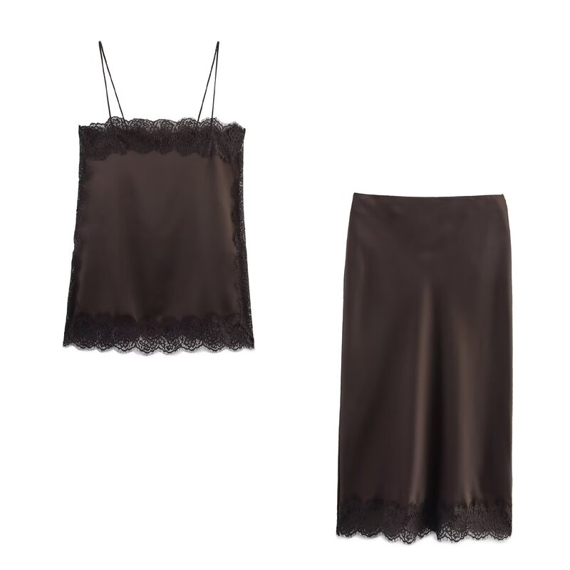 Bsk&Traf Women's Clothing 2026 Spring New Silk Satin Lace Top 5919206 Lace Skirt 5919207 Bsk&Traf Women's Clothing 2026 Spring New Silk Satin Lace Top 5919206 Lace Skirt 5919207