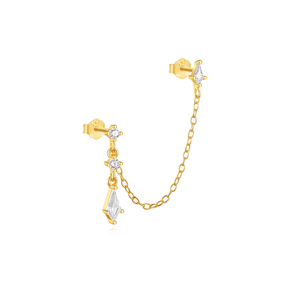 1 Piece 925 Sterling Silver Zircon Geometric Ear Cuffs Ear Studs display picture 8