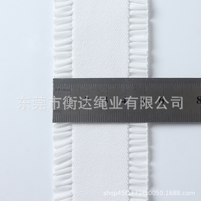 Fábrica de venta al por mayor 5cm negro y blanco dobles pliegues de encaje elástico para fortalecer la falda elástica de cintura de pantalones