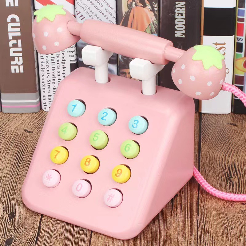 Artificial Wooden New Telephone Set for Young Children's Educational Early Education Boys and Girls Fun Family Birthday Gift Set