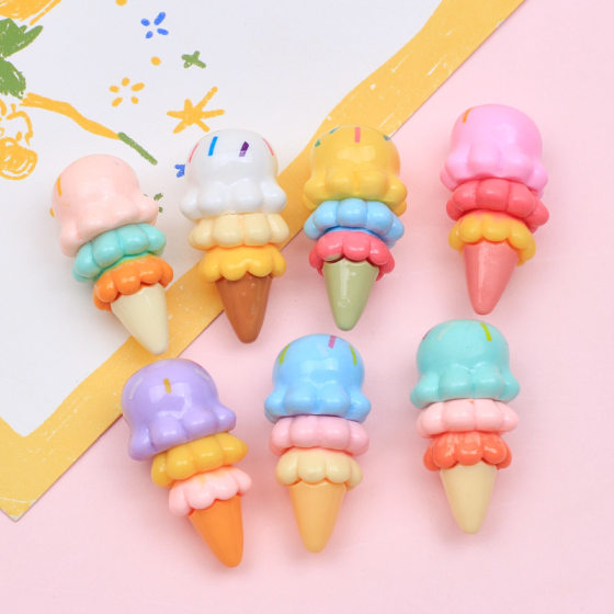Resin accessories wholesale cream gel hair clip diy hole shoes buckle jewelry decoration three layer color ice cream food play