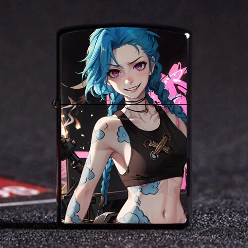 League of Legends Jinx Kerosene Lighter Anime Mobile Game Harley Quinn Internet Celebrity Windproof Lighter