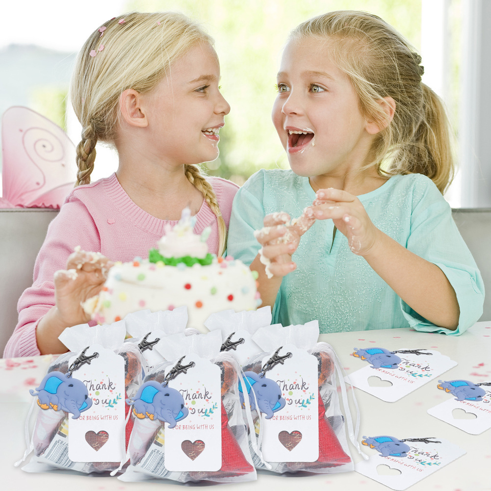 Nuevo set de llaveros de elefante transfronterizo, regalo de bautizo para bebé, recuerdos de fiesta temática de elefantes, regalos de agradecimiento para bebé