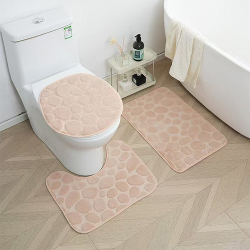 Cross-border bathroom toilet set with coral velvet anti-slip bath mat home use