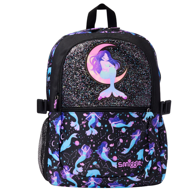 Moon mermaid large school bag with black back (42*30cm)