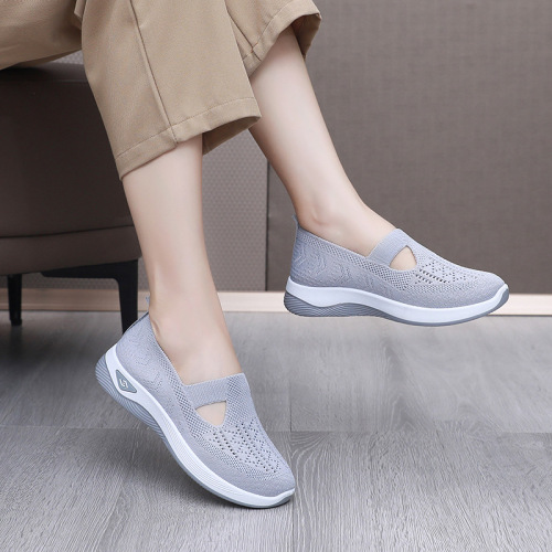 Shoes for women summer breathable soft bottom middle-aged and elderly mother shoes one foot stomp ladies canvas shoes TEMU cross-border large size women's shoes 