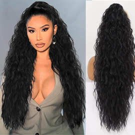 假发马尾高温丝水波纹长卷发蓬松玉米烫抓夹马尾辫接发片Ponytail