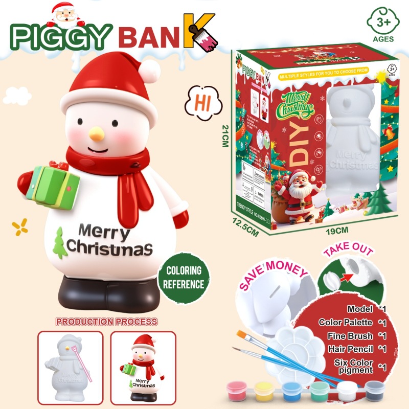 KLQ999 - 7: muñeco de nieve de Navidad pintado caja de dinero