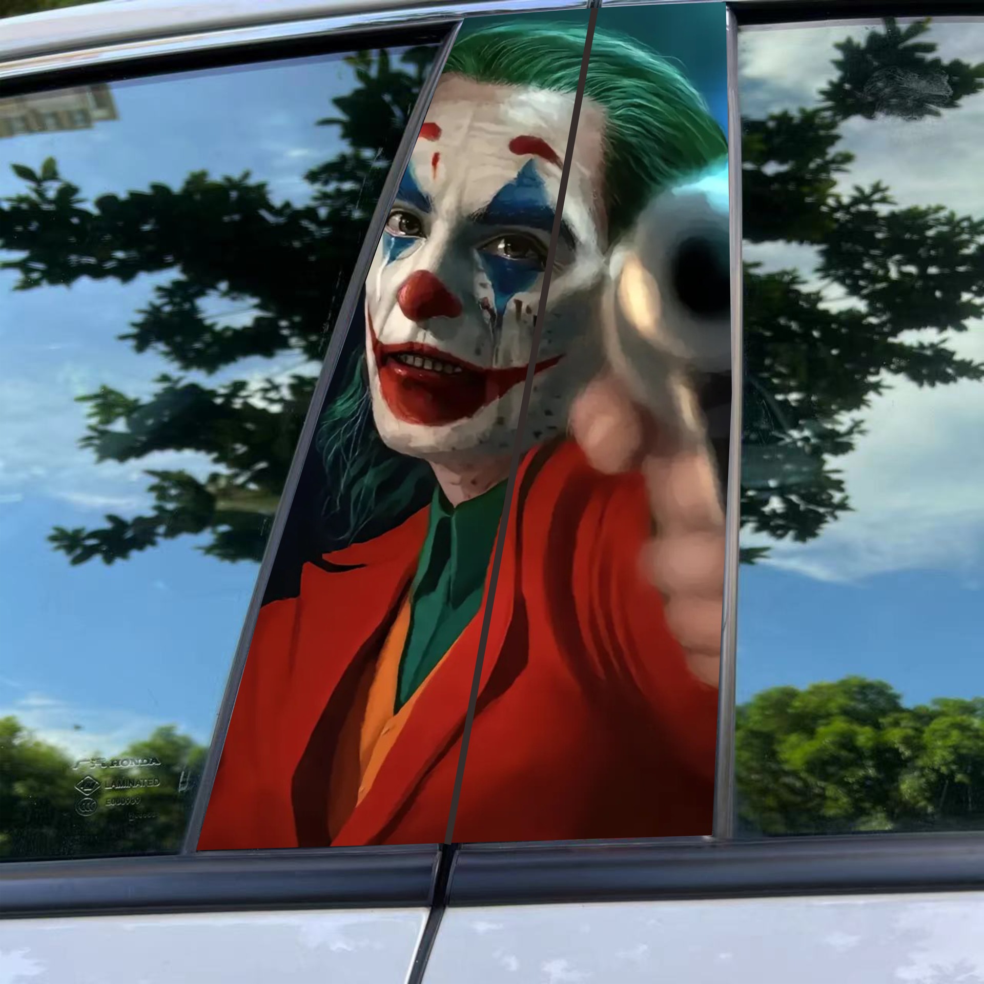 Car center pillar sticker A pillar Nezha 2 clown decorative sticker car window B pillar protective film black Wukong painted Meidu