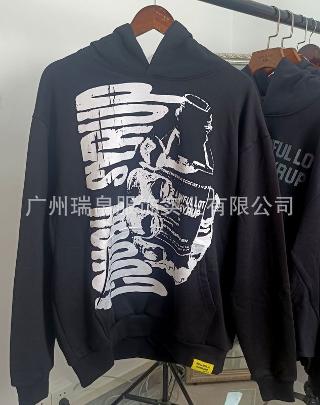 跨境高品质美式潮牌TRAPSTAR秋冬款纯棉字母印花连帽衫情侣卫衣|undefined