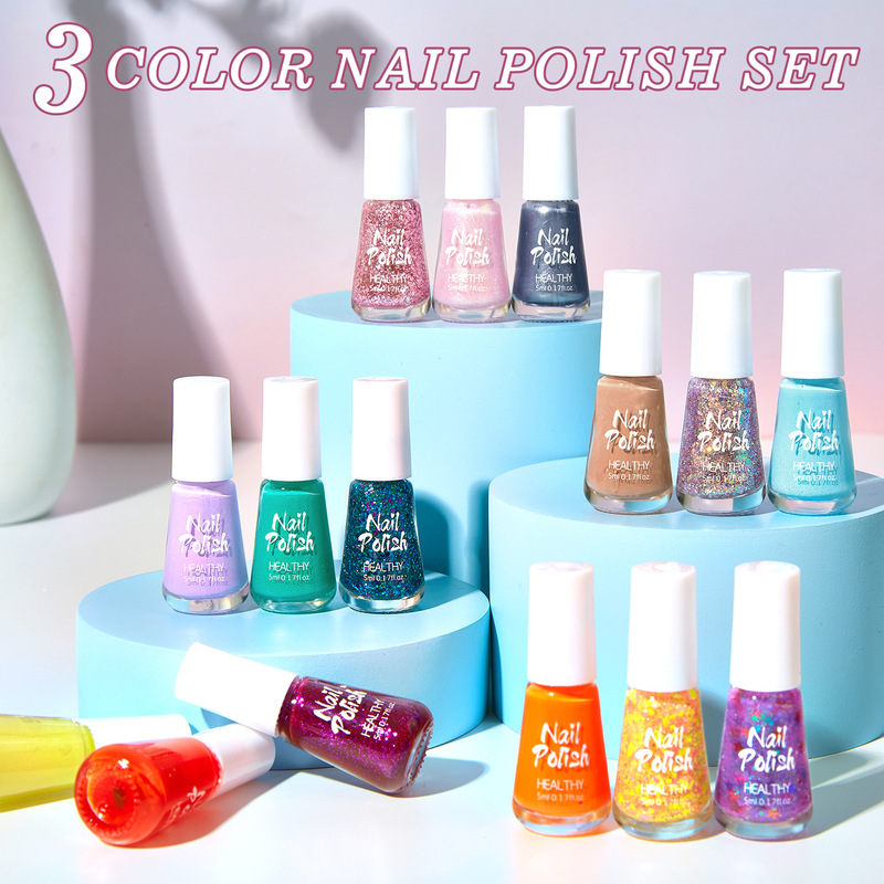 Net red show white ice permeable nail polish non-baking nail polish suit flash sequins nail polish can not tear wholesale