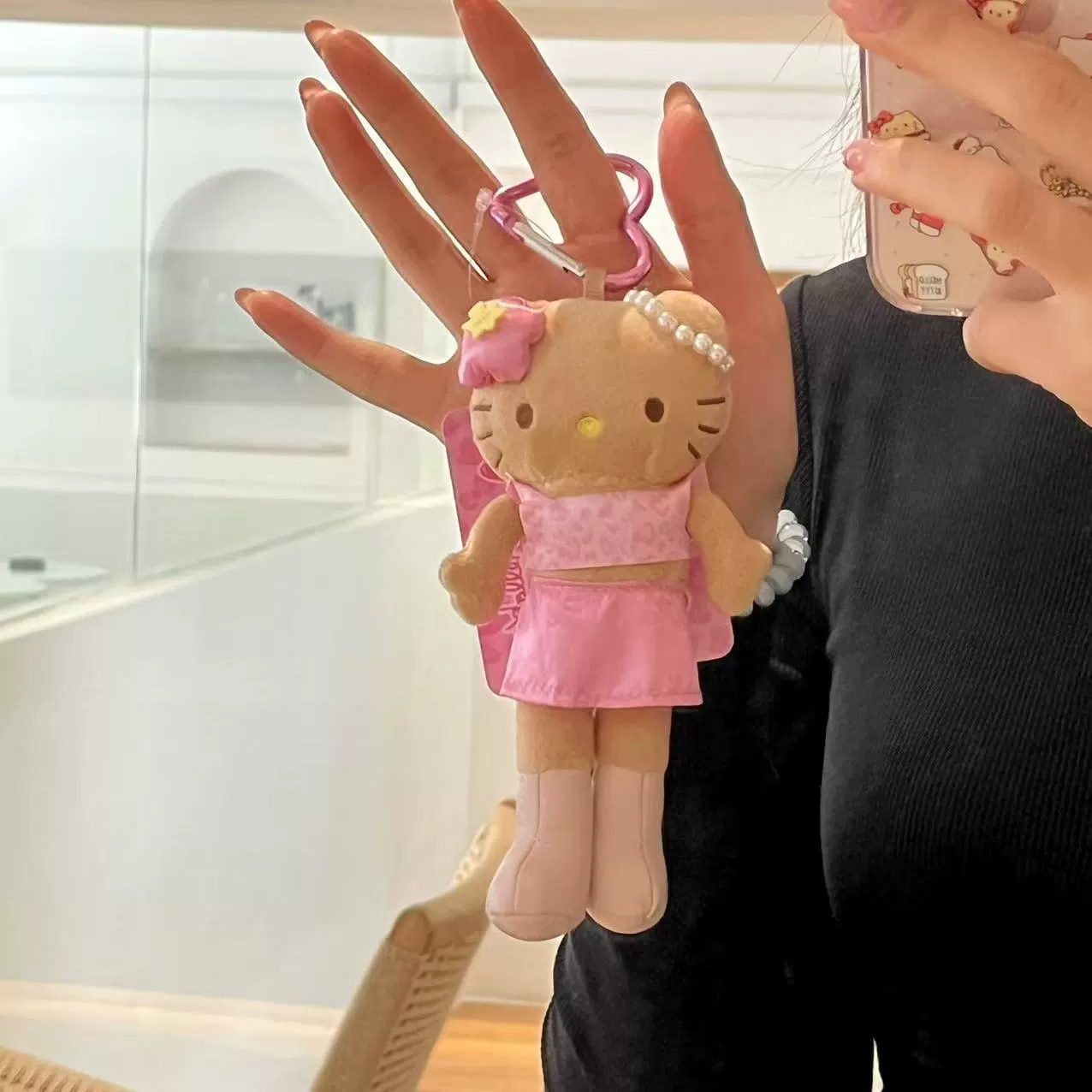 Плюшевый брелок с котенком Kitty, стили платья леопард или купальника, длинный помпон хвоста, 0.04 кг