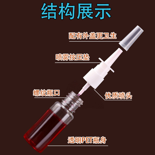 Wholesale 10-50ml direct spray spray bottle for nose washing and nasal cavity spray administration small spray bottle transparent plastic nasal spray bottle