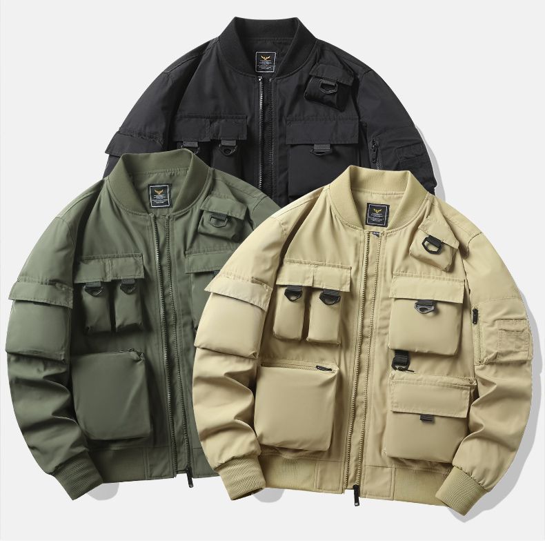 Spring and Autumn New Water Washed Trendy Brand Pilot Men's Casual Multi Pocket Work American Baseball Jacket_voghion.com