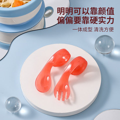 Baby temperature-sensitive spoon that changes color when heated, temperature-measuring fork spoon for child feeding, baby self-feeding, bendable spoon