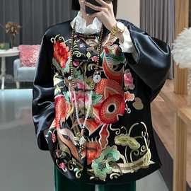 新中式女装中国风唐装改良款茶服 民族风重工刺绣宽松短款小棉袄