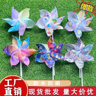 Macaron Six-Colorful Windmill for the Beginning of School, Standing White and Blue Two-Colorful Windmill Theme Classroom Decoration for the Beginning of School