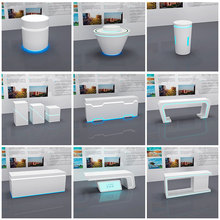 展示台公司展厅科技创意发光展示体验桌圆形烤漆台展柜展示柜中岛