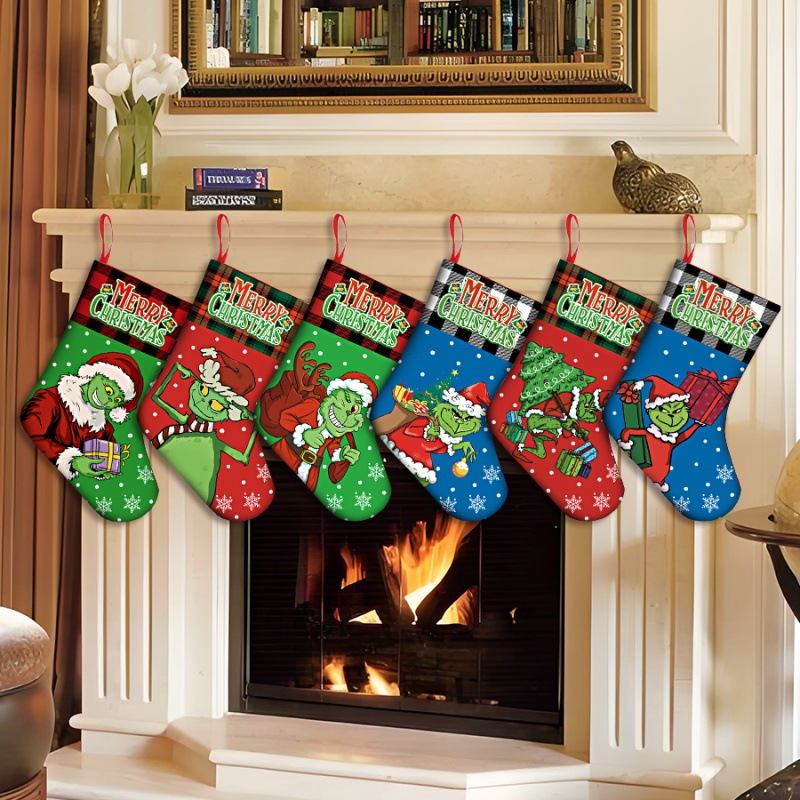 国境を越えた新しいクリスマス祭りパーティー装飾クリスマス装飾グリーン奇緑毛怪クリスマス靴下ギフトバッグ|undefined
