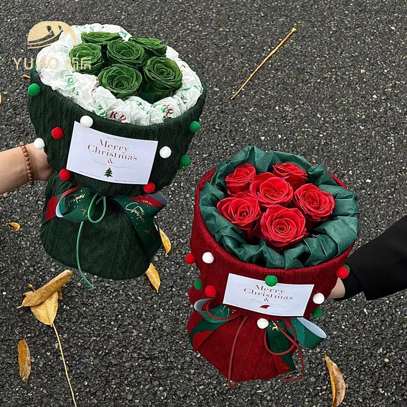 屿后 圣诞节白红绿1.5cm彩色毛球花束圣诞装饰毛绒球diy花店材料