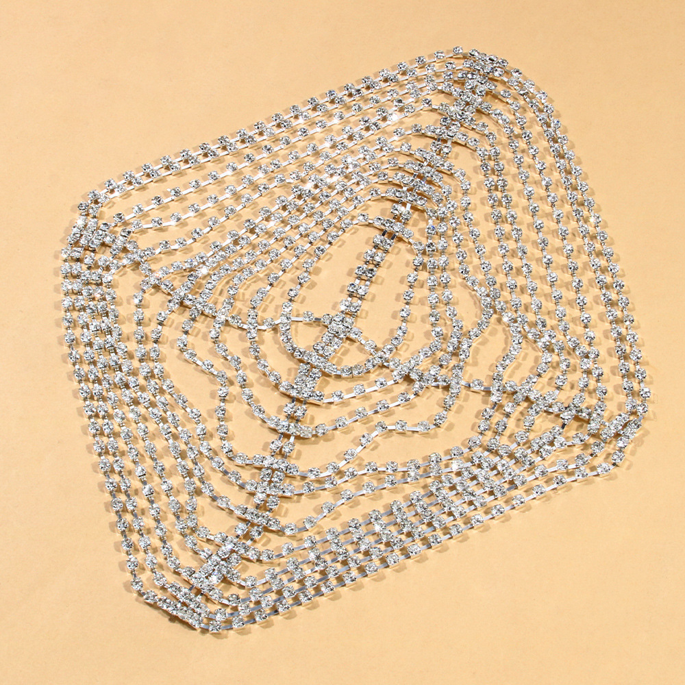 Amazon Venta caliente de las mujeres rhinestone pelo cadena partido moda diamante completo multi-capa accesorios para el cabello tocado mujer headwear