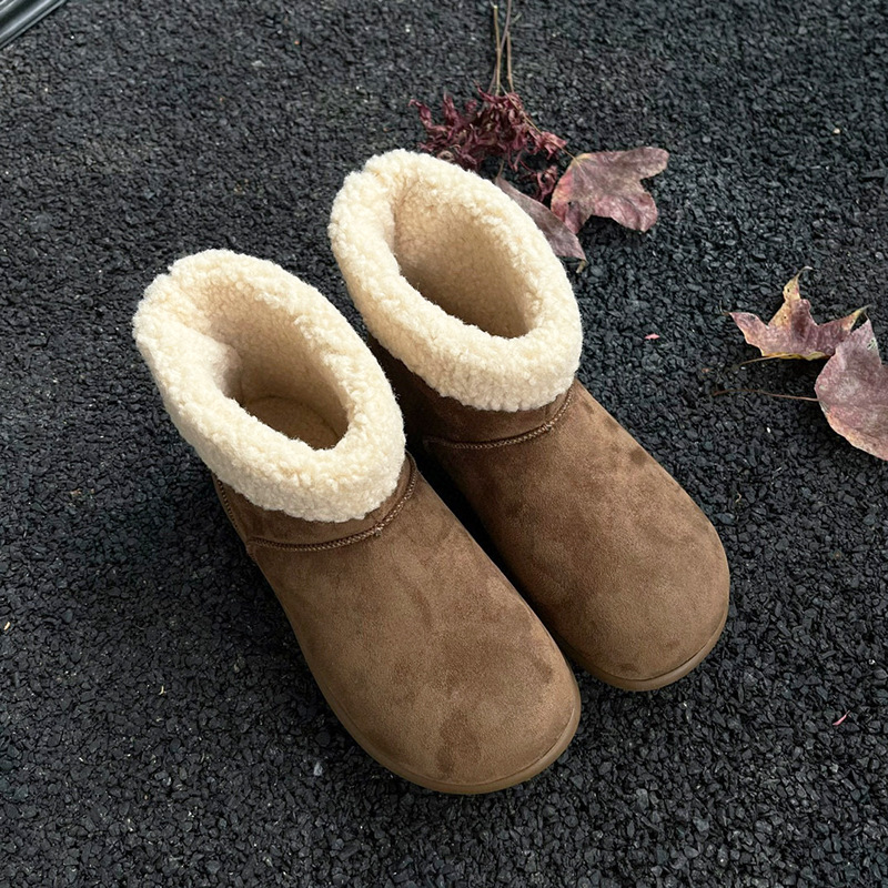 Stivali da neve da donna in vera pelle di pecora 2025, stivaletti invernali foderati in pile in stile britannico, scarpe casual antiscivolo_voghion.com