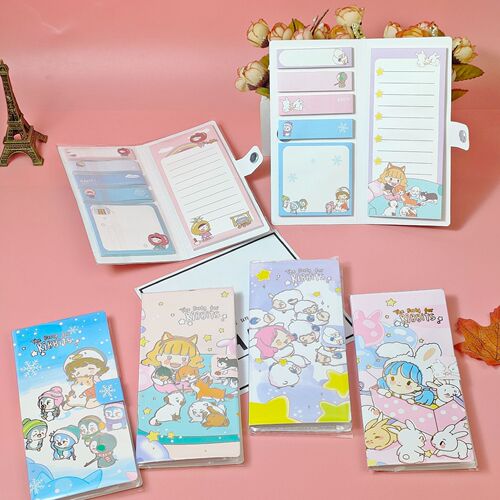 Creative and cute student stationery sticky notes cartoon hot stamping note paper magnetic buckle notepad tearable sticky notes wholesale
