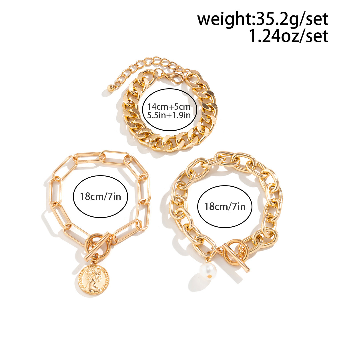 37g Weight Bracelets Classification 1 Set Quantity Holiday, Daily Occasion Imitation Pearl, Alloy Material Heart Shape Pattern Unisex Gender Irregular, Plating Design Lady Heart Shape Imitation Pearl Alloy Wholesale Bracelets 5