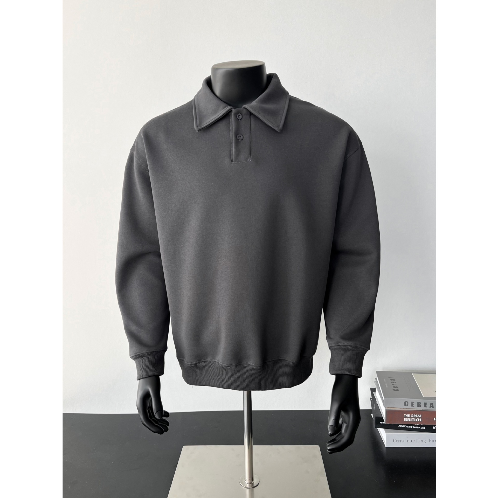 Men's Retro Polo Sweatshirt Long Sleeved Inner Base Layer Top_voghion.com