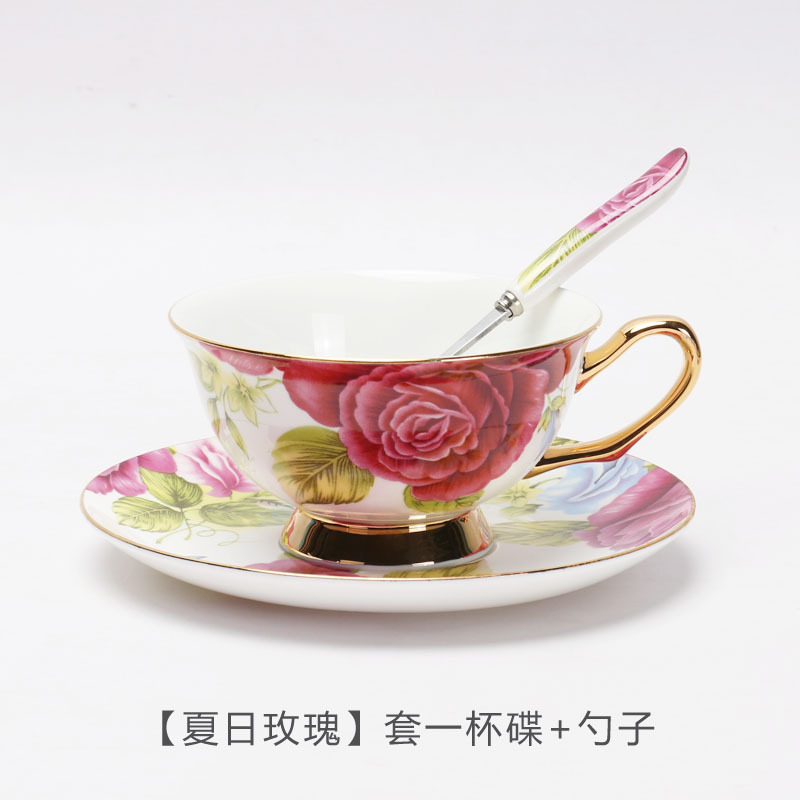 China de hueso de alta apariencia traje de taza de café de estilo europeo Taza de cerámica y platillo británico juego de té de la tarde traje caja de regalo