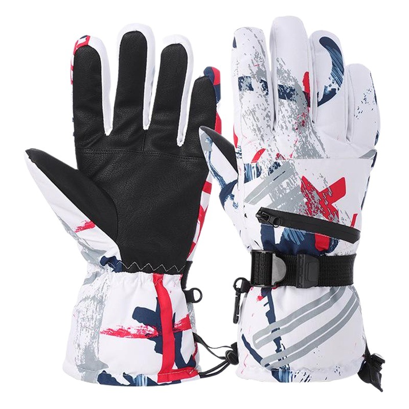 Guantes de esquí de las mujeres de invierno cálido Graffiti al aire libre a prueba de frío pareja forrada de vellón engrosada pantalla táctil de los hombres abajo guantes de algodón