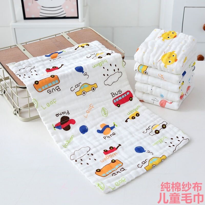 3/6 Pack Pure Cotton Children's Towels Baby Gauze Bibs Newborn Face Wash and Bath Towels Small Square Towels