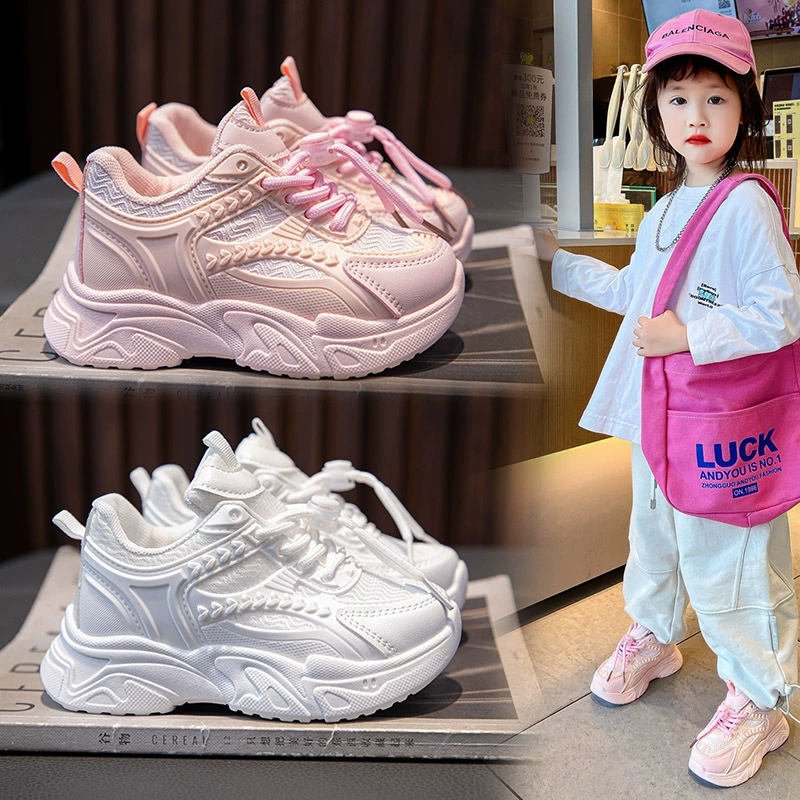 Обувь для девочек весна 2024, новые сетчатые кроссовки для бега, детская обувь для папы с мягкой подошвой, модные нескользящие для девочек