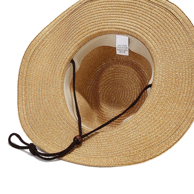Primavera y verano nuevo ala al aire libre que forma el sombrero grande del sol de los hombres y las mujeres de mezclilla occidental estilo paja sombrero pescador sombrero