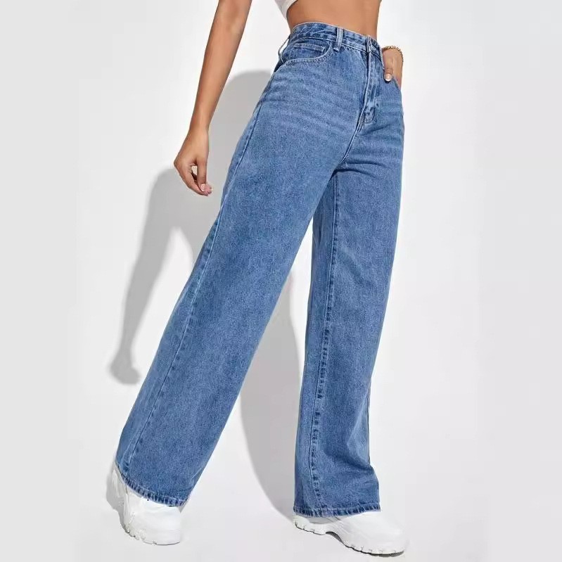 Damen Jeans Mit Hoher Taille Für Einen Schmalen Geraden Schnitt_voghion.com