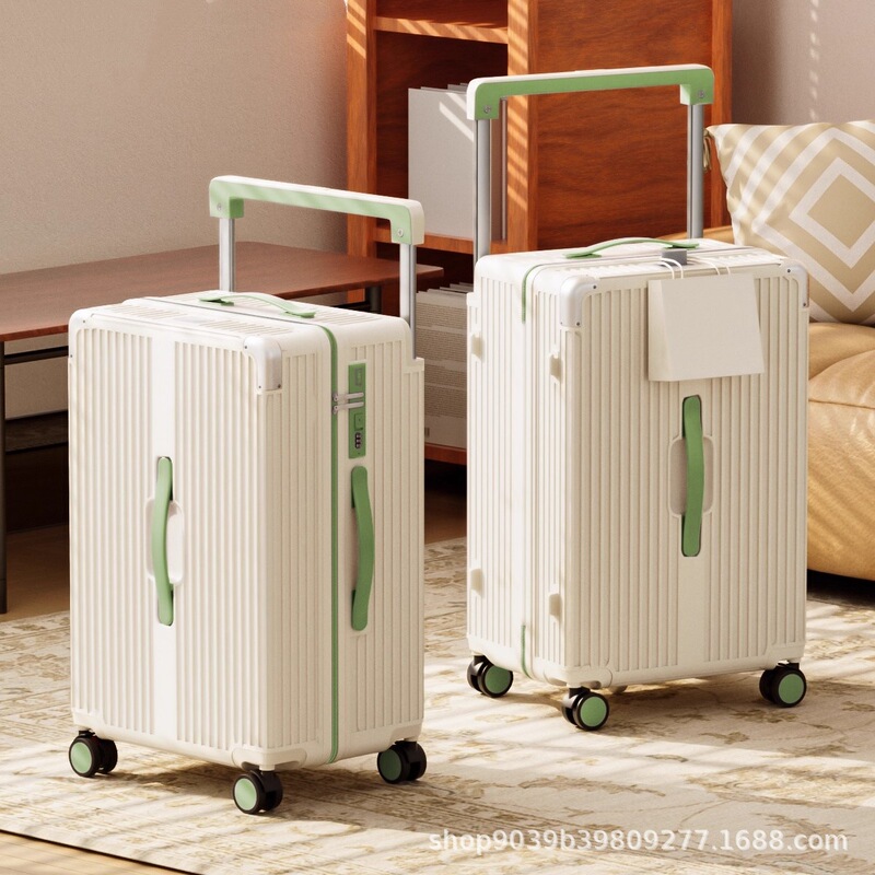 Color-Block Wide-Handle Suitcase for Women 2025 New Model Travel Suitcase 20inch Carry-On Men 24inch Combination Lock Suitcase