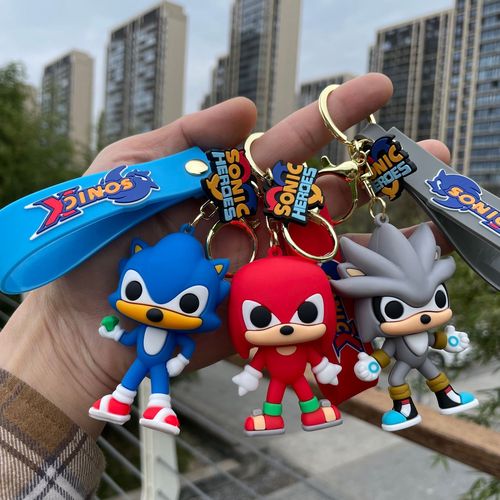 New cartoon Sonic the Hedgehog figurine keychain, couple's bag accessory, car keychain decoration gift