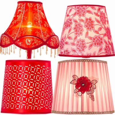 Wedding Red Pink Flower Fabric Lampshade Accessories Floor Lamp Table Lamp Goatskin Shell Lampshade Red Lampshade