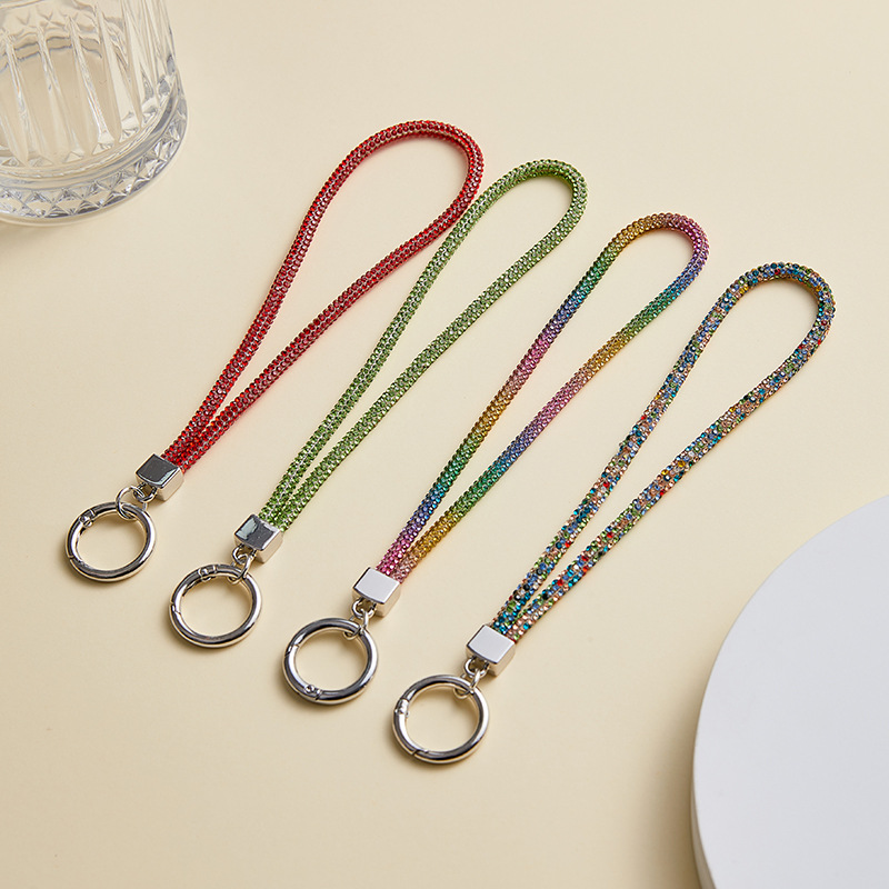 Full Drill Mobile Phone Chain with Drill Hanger Lanyard with Drill Keychain Full Drill Key Lanyard with Ring Mobile Phone Lanyard