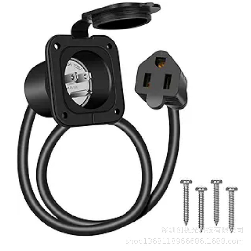 亚马逊适用于 RV 船艇 15安培交流端口插头125V加长电线电源插座