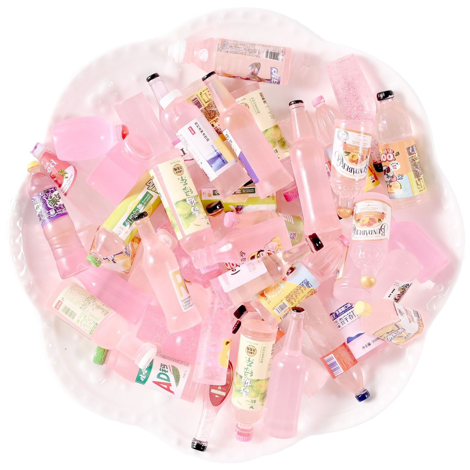 Botella mixta accesorios de resina accesorios de bricolaje comida y juego material de bricolaje crema pegamento pequeños accesorios hechos a mano DIY pequeña joyería