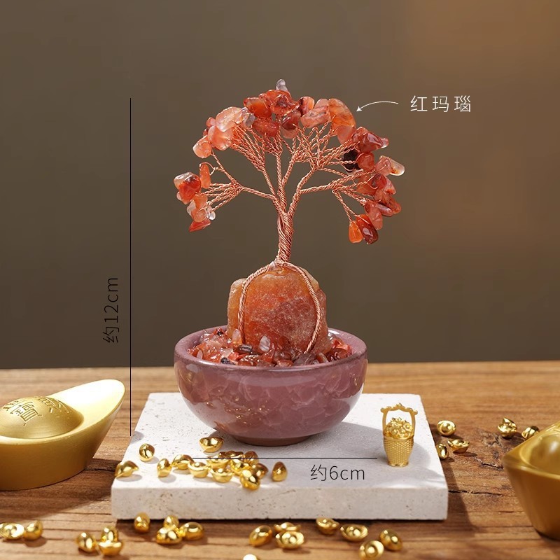 天然水晶发财树水晶树水晶摆件聚宝盆水晶摆件招财摆件水晶树摆件|undefined