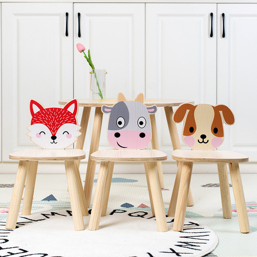 Children's Wooden Simulation Indoor Home Furniture: ISN-Style Peanut Table and Chair Set, Perfect for Baby Learning, Reading, and Fun Cartoon-Themed Play Tables
