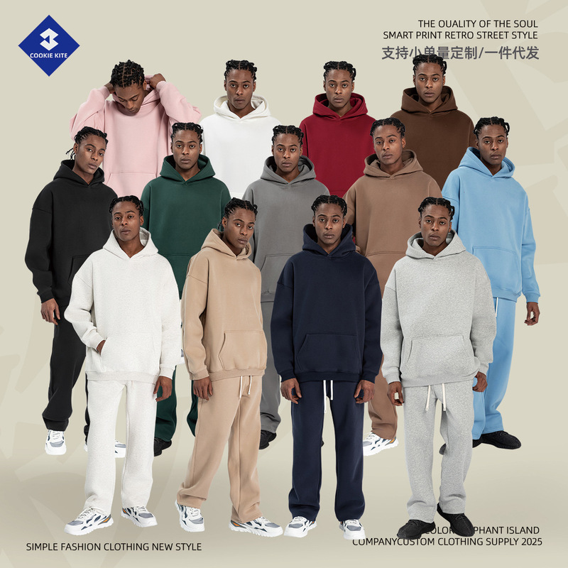 Cai Xiang Island Men's Clothing | Autumn and Winter Hoodie for Men, Loose Fit, Fleece-Lined, American Style Trendy Brand, 350g Hooded Sweatshirt for Men