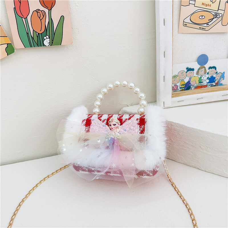 Lindo de los niños de Año Nuevo de moda rojo de la Perla bolso de moda del todo-fósforo de la cadena de bolsa de mensajero de las niñas Cambio de bolsa de hombro