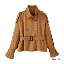 Z风跨境欧美风2025新款时尚气质女双排扣斜纹布收腰短外套1264870