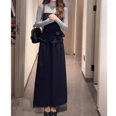 暮色周末秋季慵懒感宽松简约上衣精致吊带半身裙套装女两件套裙子